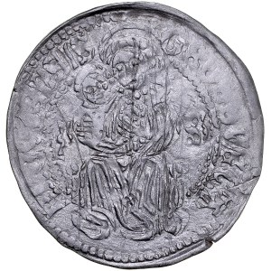 Księstwo Karniowskie, Maciej Corvin 1471-1490, Grosz bez daty, Av.: Tarcza herbowa, Rv.: Madonna z dzieciątkiem.