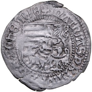 Księstwo Karniowskie, Maciej Corvin 1471-1490, Grosz bez daty, Av.: Tarcza herbowa, Rv.: Madonna z dzieciątkiem.