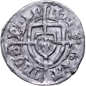 Paweł von Russdorf 1423-1441, Szeląg, Av.: Tarcza wielkiego mistrza, Rv.: Tarcza krzyżacka.