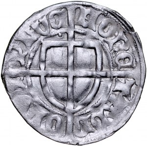 Paweł von Russdorf 1423-1441, Szeląg, Av.: Tarcza wielkiego mistrza, Rv.: Tarcza krzyżacka.