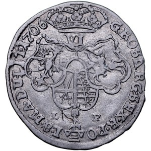 August II Mocny 1697-1733, Szóstak 1706 LP, Moskwa lub Grodno. RR