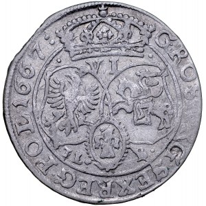 Jan II Kazimierz 1649-1668, Szóstak 1667 TL-B, Kraków.