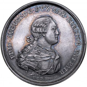 Saksonia, Fryderyk August III 1763-1827, Medal autorstwa C.C Pribus z 1769 roku wybity z okazji hołdu w Dreznie.