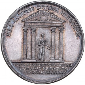 Saksonia, Fryderyk August III 1763-1827, Medal autorstwa C.C Pribus z 1769 roku wybity z okazji hołdu w Dreznie.