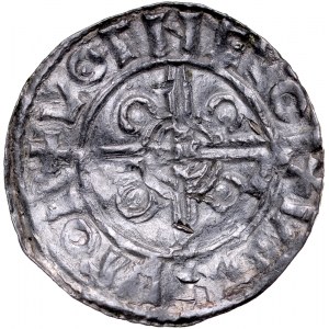 Scandinavia, Denmark, Sweden, Denar około 1000 roku, naśladownictwo denara angielskiego typy Pointed Helmet.