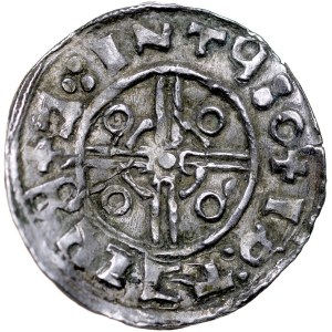 Scandinavia, Denmark, Sweden, Denar około 1000 roku, naśladownictwo denara angielskiego typy pointed helmet.