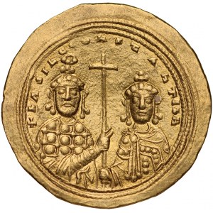 Bizancjum, Basil II Bulgaroktonos z Konstantynem VIII 976-1025. AV Histamenon Nomisma, Konstantynopol.