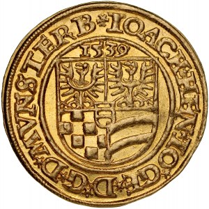 Śląsk, Księstwo Ziębicko-Oleśnickie, Joachim Ząbkowicki, Henryk II Bierutowski, Jerzy III Ziębicki, Jan Oleśnicki, Dukat 1539, Złoty Stok.