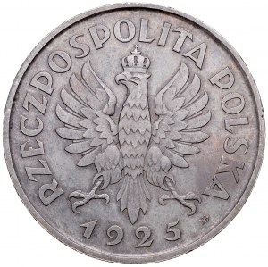 II RP, 5 złotych 1925, Konstytucja, 81 Perełek. Warszawa. Nadkład 1000 szt.