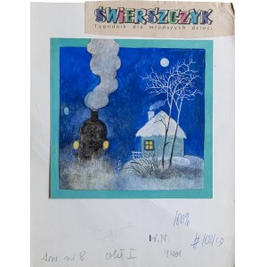 Wiesław MAJCHRZAK (1929-2011), Okładka tygodnika dla młodszych dzieci Świerszczyk nr 8 - projekt