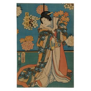 Utagawa Kunisada (1786-1864), Kobieta z sandałem zori, 1857