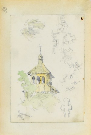 Tadeusz RYBKOWSKI (1848-1926), Wieża kościoła i szkice krzyży