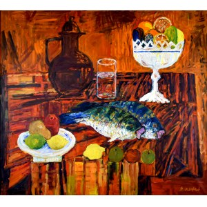 Jan SZANCENBACH (1928-1998), Stillleben mit Fisch, 1984