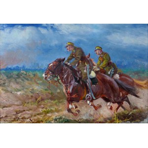 Leonard WINTEROWSKI (1868-1927), To the rescue - uhlans at the gallop, 1924
