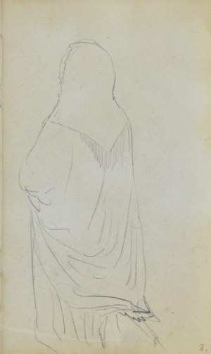 Jacek MALCZEWSKI (1854-1929), Klęcząca kobieta okryta wiejską chustą ukazana tyłem
