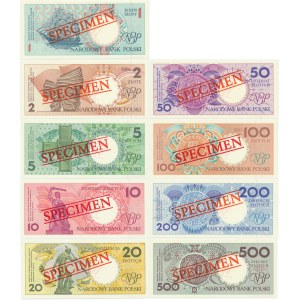 Zestaw, Miasta Polskie 1-500 złotych 1990 - WZÓR (9 szt.)