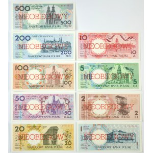 Zestaw, Miasta Polskie 1-500 złotych 1990 - NIEOBIEGOWY (9 szt.)