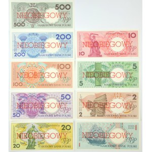 Zestaw, Miasta Polskie 1-500 złotych 1990 - NIEOBIEGOWY (9 szt.)