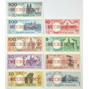 Set, Polish Cities 1-500 gold 1990 - NON-OBJECTIVE (9 pieces).