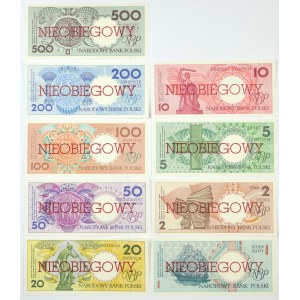 Set, Polish Cities 1-500 gold 1990 - NON-OBJECTIVE (9 pieces).