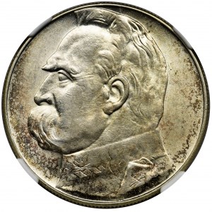 Piłsudski, 10 złotych 1939 - NGC MS62