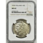 Piłsudski, 10 złotych 1939 - NGC MS62