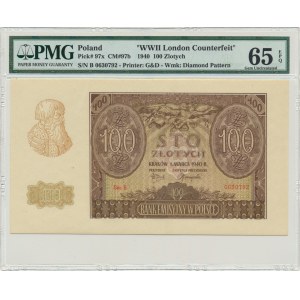 100 złotych 1940 - Fałszerstwo ZWZ - B - PMG 65 EPQ