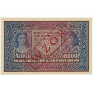 5.000 marek 1920 - WZÓR - II Serja A 123,456 - RZADKI