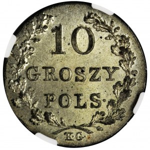 Powstanie Listopadowe, 10 Groszy Warszawa 1831 KG - NGC MS63+ - łapy orła zgięte