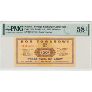 Pewex, 20 dolarów 1969 - FH - PMG 58 EPQ - PIĘKNY