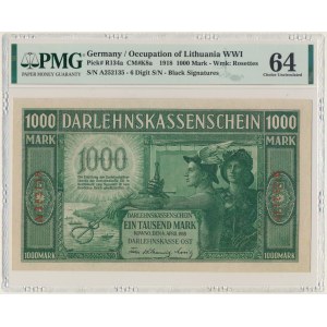 Kowno, 1.000 Mark 1918 - A - 6 digital serial number - PMG 64