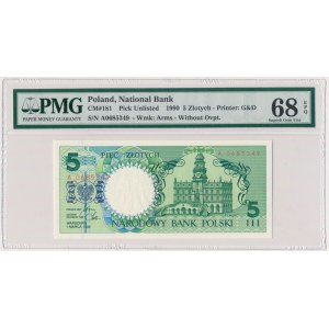 5 złotych 1990 - A - PMG 68 EPQ