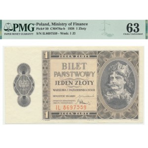 1 złoty 1938 - IL - ex. PMG 63