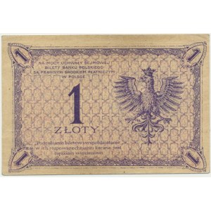 1 złoty 1919 - S.26 B - żółty papier - RZADKI