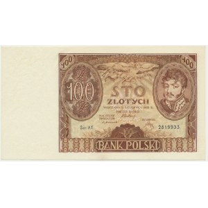 100 złotych 1932 - Ser. AY. - znw. kreski na dole -