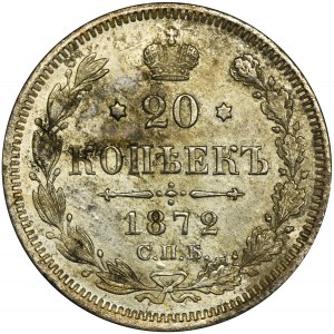 Rosja, Aleksander II, 20 Kopiejek Petersburg 1872 СПБ НI
