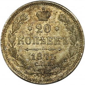 Russia, Alexander II, 20 Kopeck Petersburg 1871 СПБ НI