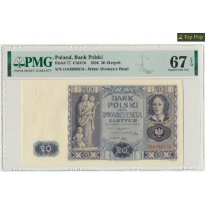 20 złotych 1936 - DA - PMG 67 EPQ