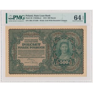500 marek 1919 - I Serja BG - PMG 64 EPQ