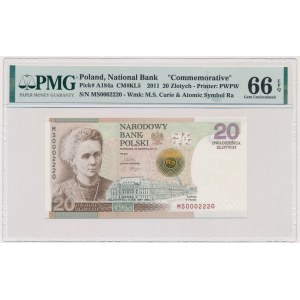 20 złotych 2011 - Maria Skłodowska Curie - PMG 66 EPQ