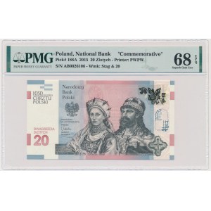 20 złotych 2015 - 1050 rocznica chrztu Polski - PMG 68 EPQ