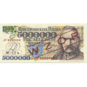 5 milionów złotych 1995 - WZÓR - JP 0000000 - seria od Janusz Parchimowicz