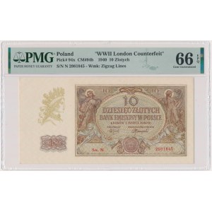 10 złotych 1940 - N - London Counterfeit - PMG 66 EPQ