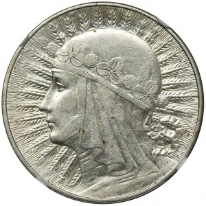 Głowa Kobiety, 10 złotych Warszawa 1933 - NGC AU55