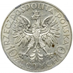 Głowa Kobiety, 10 złotych Warszawa 1933 - NGC AU55