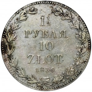 1 1/2 rouble = 10 zloty Warsaw 1836 MW - PCGS XF45