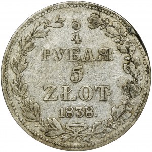 3/4 rouble = 5 zloty Warsaw 1838 MW