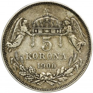 Węgry, Franciszek Józef I, 5 Koron Kremnica 1900 KB