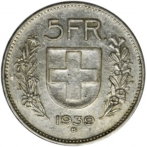 Switzerland, 5 Francs Bern 1939 B