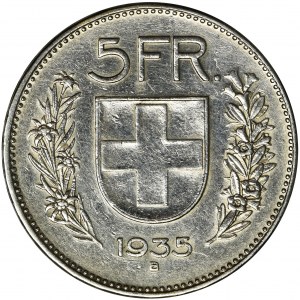 Szwajcaria, 5 Franków Berno 1935 B